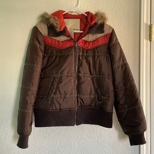 Tan, brown & Orange Puffer Jacket